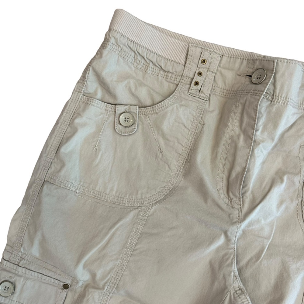 Chico's lightweight utility style mid rise pants light tan cropped capri length - Picture 4 of 15